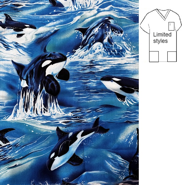 orcas animal print scrub tops