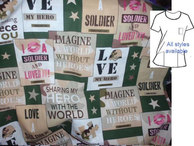 GSUPPAT41015836 - Love My Soldier - Military Print Patriotic Scrub Tops