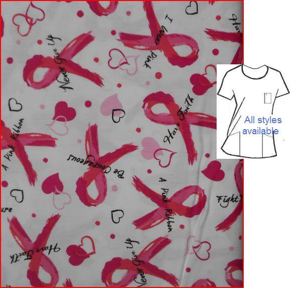 NGP/C71515 - Never Give Up -Pink Ribbon Scrubs (poly/cotton)