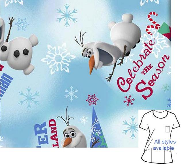 CART1010 - Olaf Winter Wonderland -Frozen Cartoon Print Scrubs
