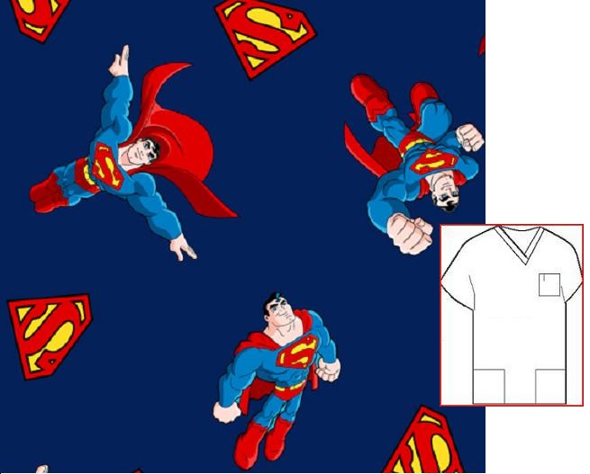 superman cartoon scrubs for men