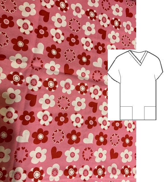 RM11A1519S - Flowers N Hearts print scrubs for women