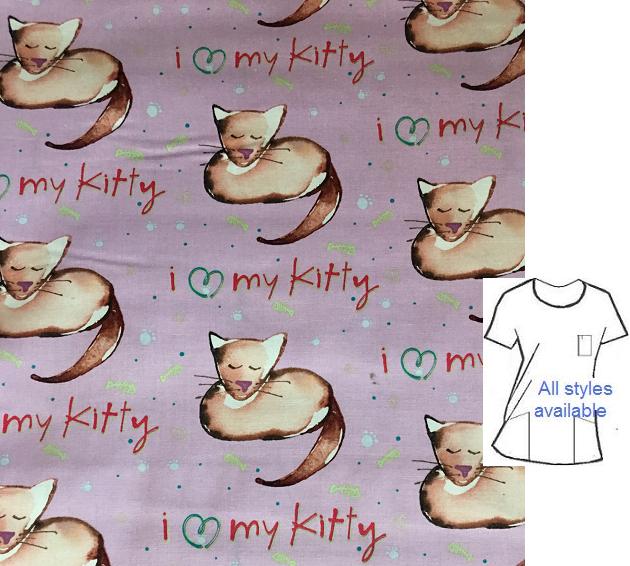 love kitty - veterinary cat print scrubs