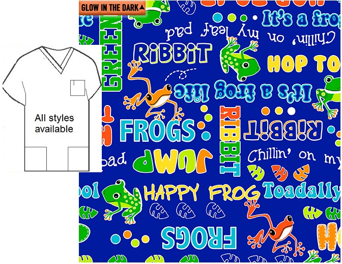 toadally happy frog animal print scrubs
