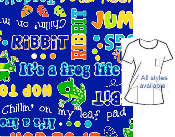 AAC111420 - Toadally Happy Frog animal print scrubs