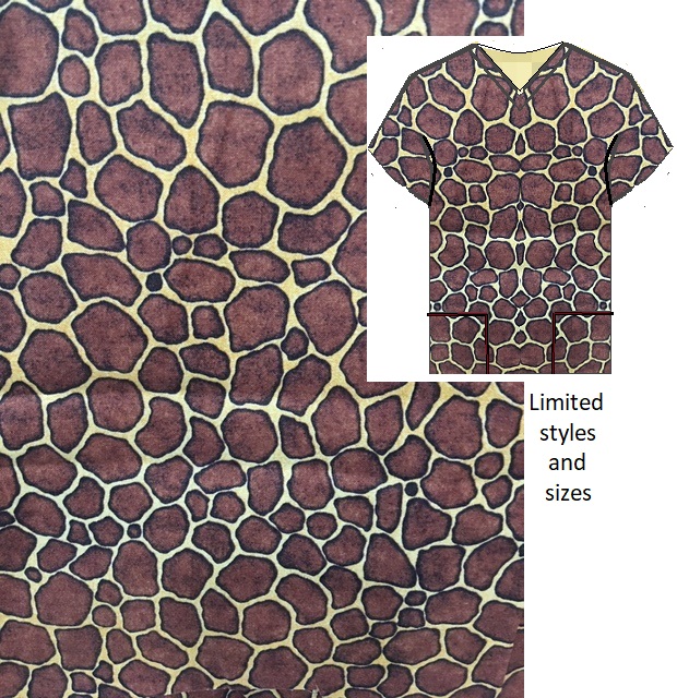 Giraffe animal print scrub tops