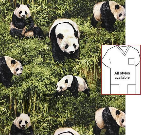 grazing pandas animal print scrubs