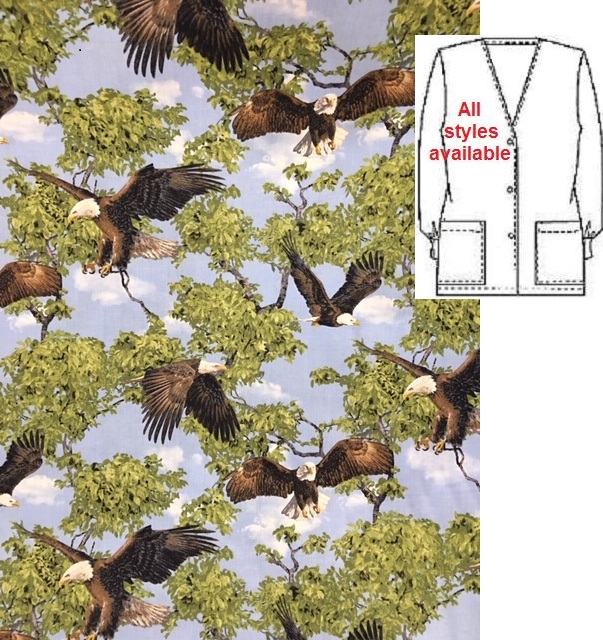 ANAW15191008 - Majestic Bald Eagles - animal print scrubs