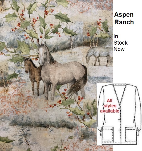 Aspen Ranch horse animal print scrubs