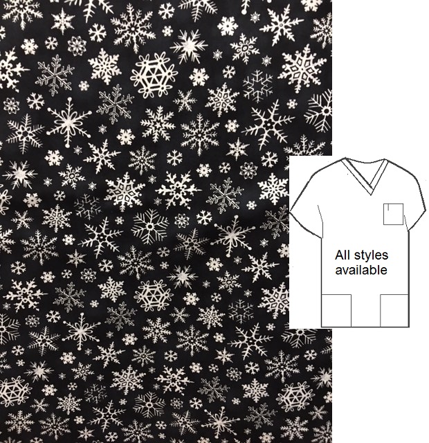 snowflake holiday print scrubs