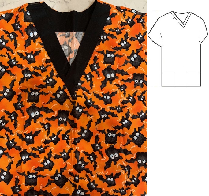 Halloween Bats - print scrubs for men and women