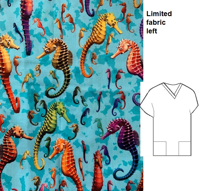 AOLIMITED - Seahorse animal print scrub tops