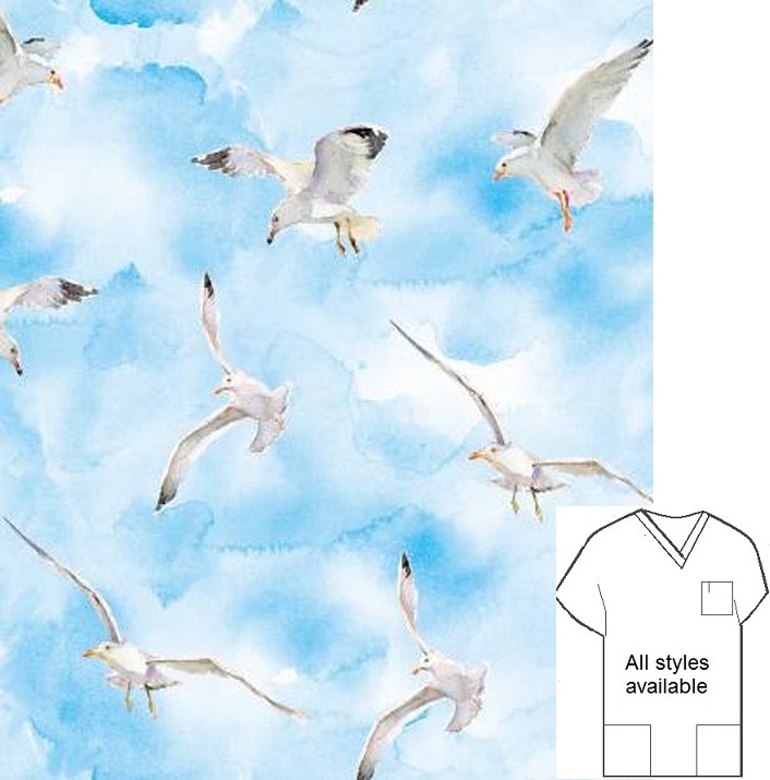 seagulls animal print scrubs