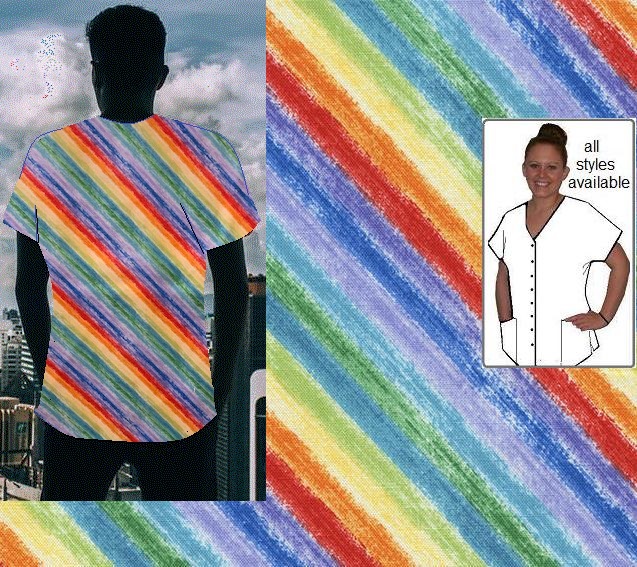 rainbow pride unique print scrubs