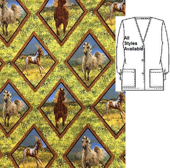 free roam veterinary horse print scrubs