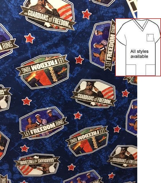 American Flags patriotic print scrubs