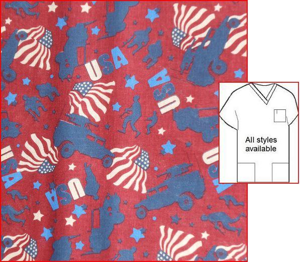United We Stand - patriotic print scrubs