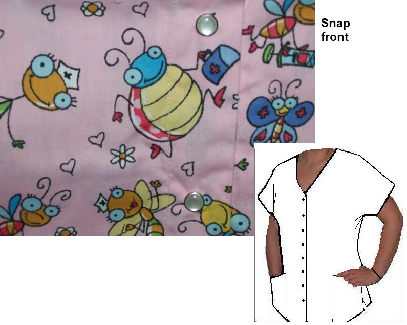 12210A - Large - Bug Nurse - Snap Front scrub top