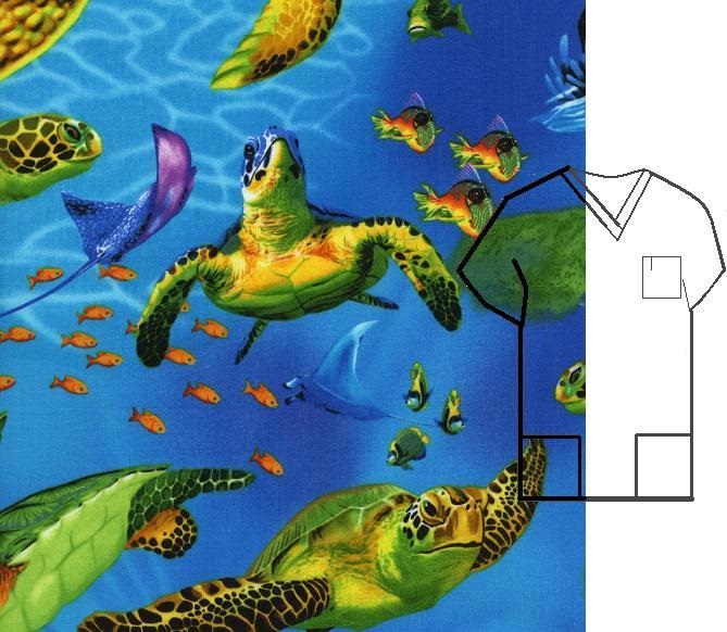 Endangered Sea Turtle - ocean animal print scrubs