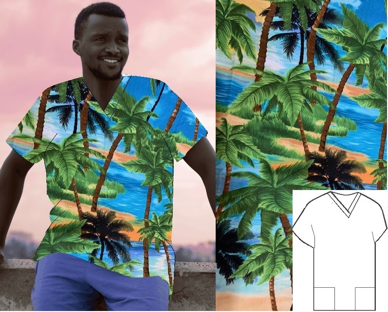 RM101117149SM - Tropical Breeze - print scrubs for men and women