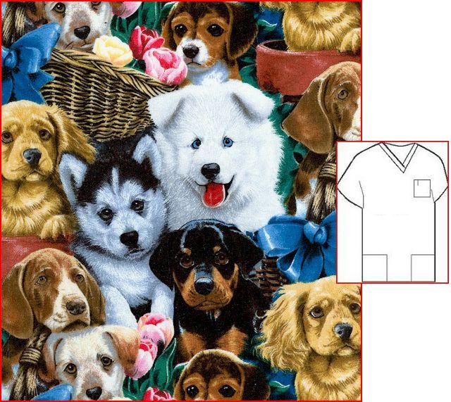 doggie love veterinary print scrubs