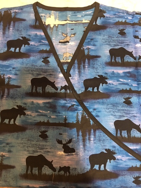 moose animal print scrub tops