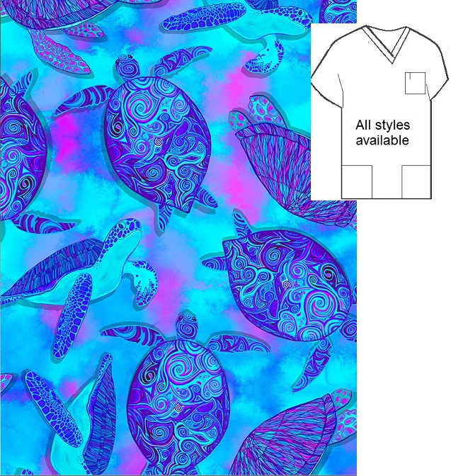 watercolor sea turtles scrubs
