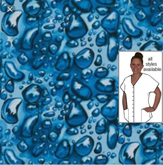 3D Water Drops -  Dental scrub tops uniforms!!