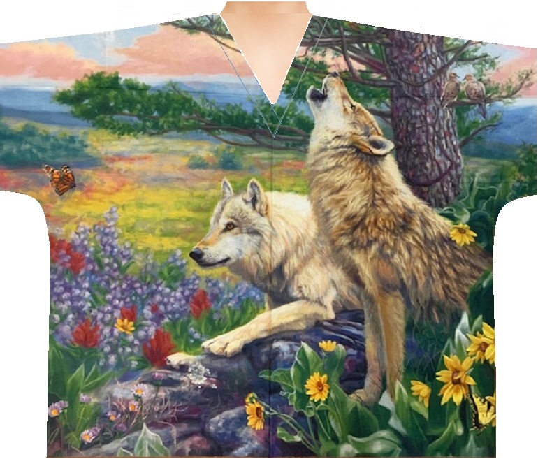 Wolves spring- Wolf Animal Print Scrubs