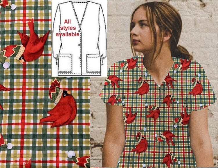 Winter wishes Christmas holiday printed scrubs