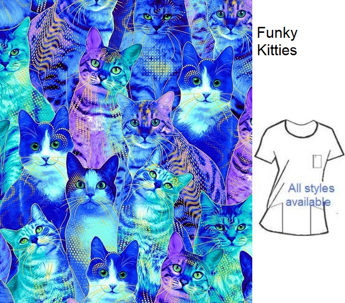 funky kitties scrub tops