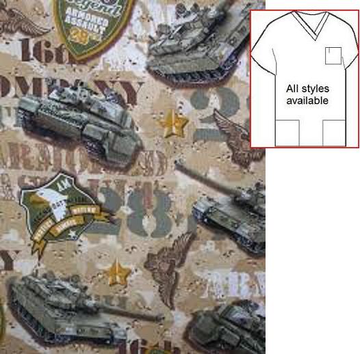 28th Armored Assault - military patriotic print scrubs