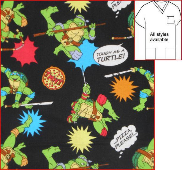 CART621008SC - Tough As A Ninja Turtle - Cartoon Print Scrubs