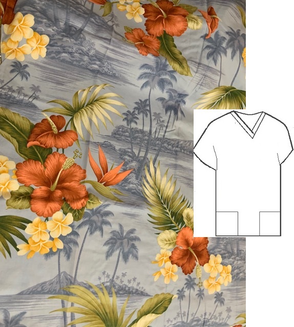 tropical breeze cotton print scrubs