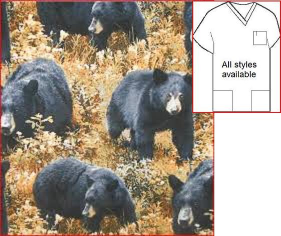 Louisiana Black Bears --Animal Print Scrub Tops