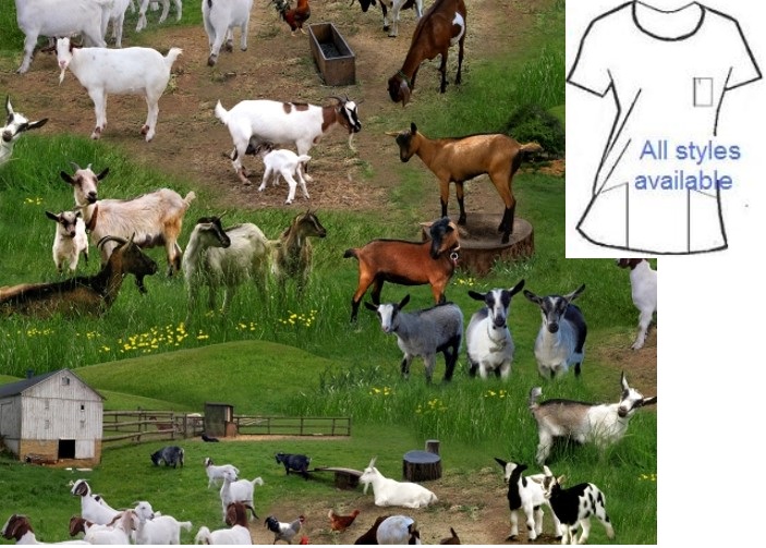 goats animal print scrubs