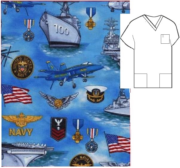 Navy military  scrub tops