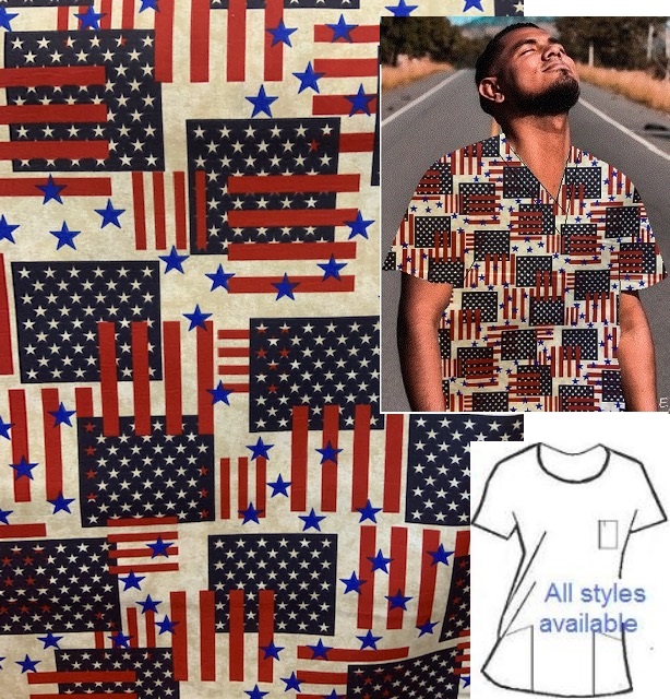 patriotism patriotic print scrubs