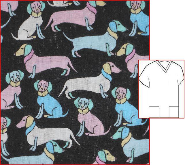 doxie dogs veterinary print scrubs