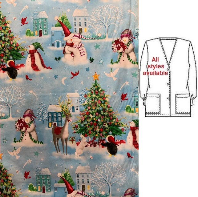 H12222 - One Frosty Christmas holiday print scrubs