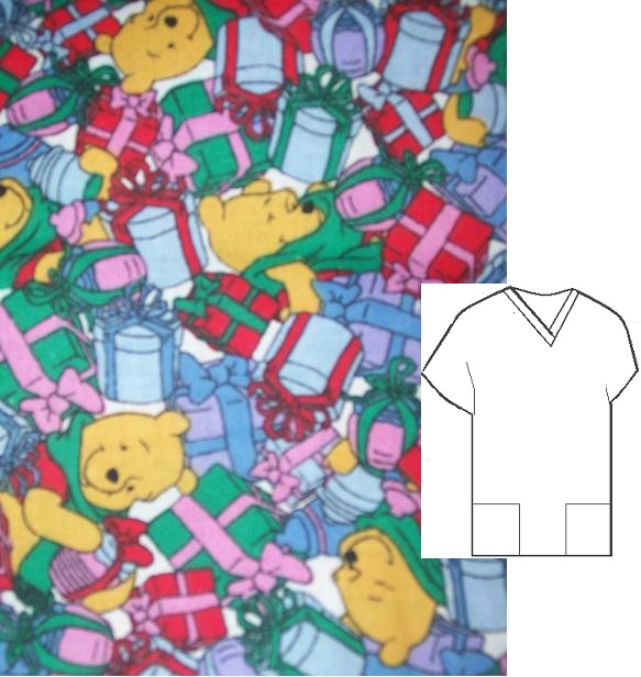 pooh Christmas print scrub top