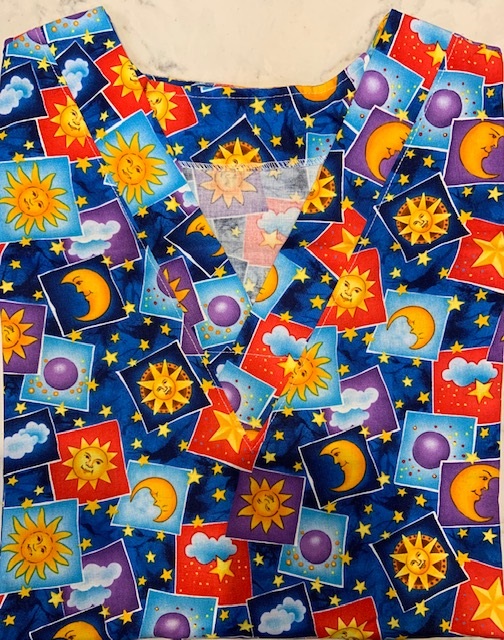 celestial print scrub tops