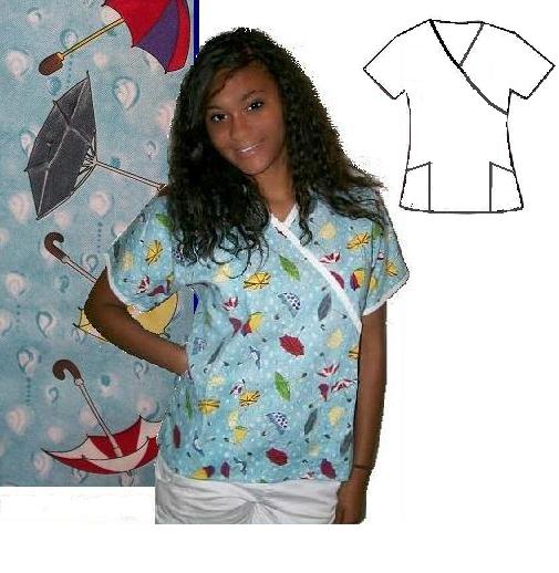 rainy days print scrubs women