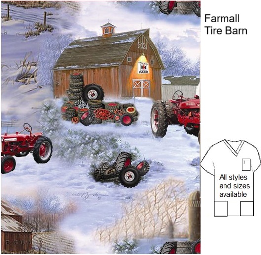 Farmall Tire Barn Holiday scrub tops men