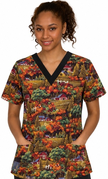 RM101017141SM - PUMPKIN HARVEST - Halloween Autumn print scrubs