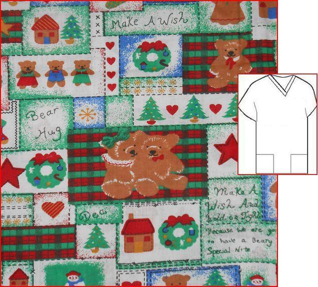 RM43727S - A Bear Hug - Christmas Print Scrubs