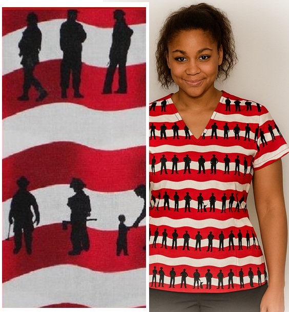 RM31519LTALL - Public Service Heroes TALL patriotic cotton print scrubs