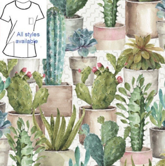 cactus garden unique print scrubs