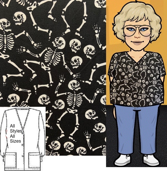 Skeletons Hangin Halloween scrubs