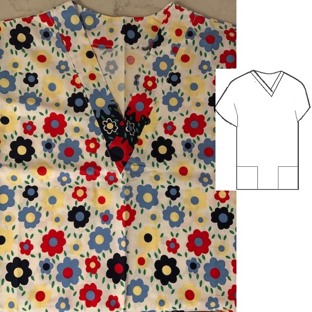 W112422LIMITED - Polka Flowers scrub tops for women